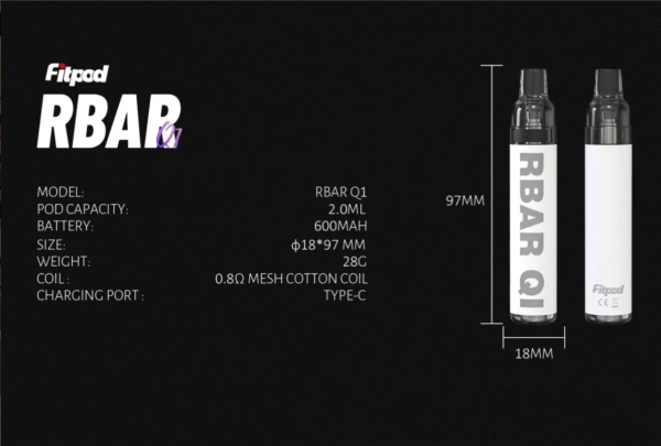 Fitpod RBAR Q1 一次性注油主機 拋棄式主機 可重複註油 台灣電子煙批發/台灣現貨/ - 图片 5